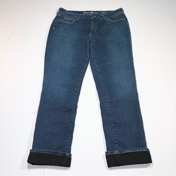 Eddie Bauer Fleece Lined Slightly Curvy Straight Leg Jeans Women's Size 16 - Picture 1 of 8